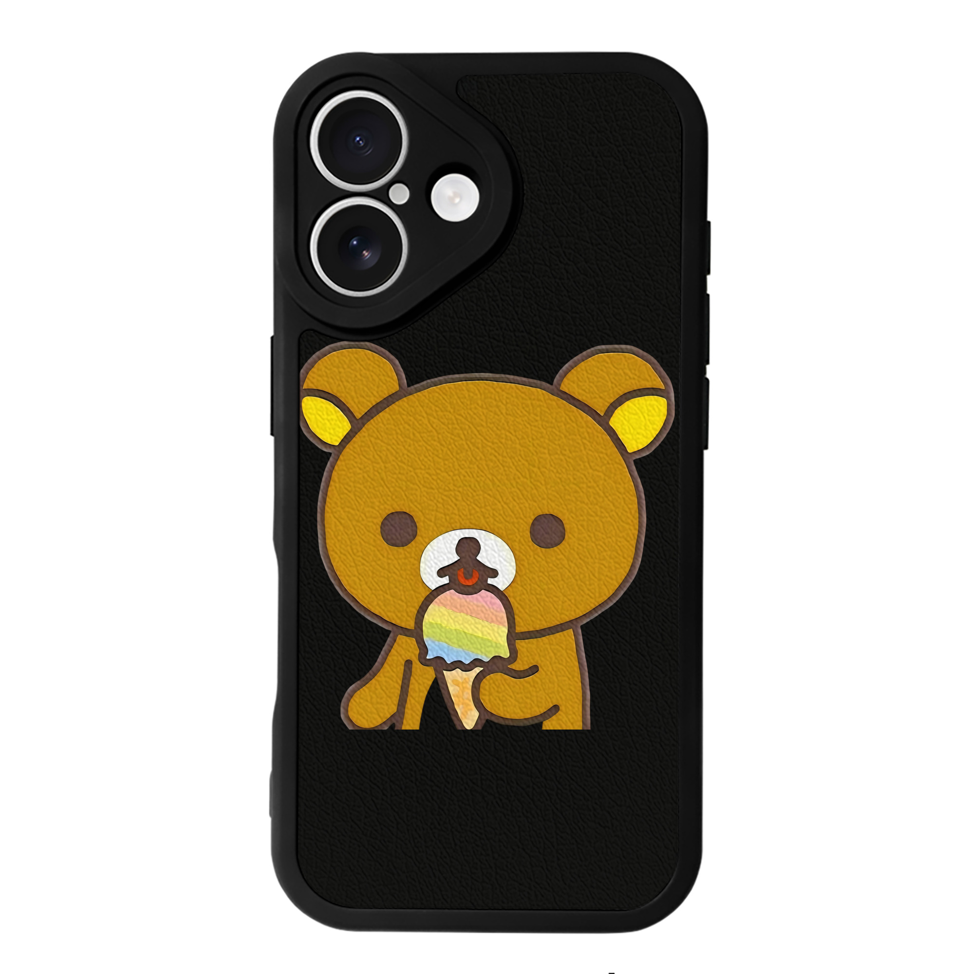 （画像用） リラックマ リラックマ キイロイトリ Rilakkuma Korilakkuma Kiiroitori 【iPhone 16シリーズ対応】シリコンスマホケース（レザー調） 材質：シリコン